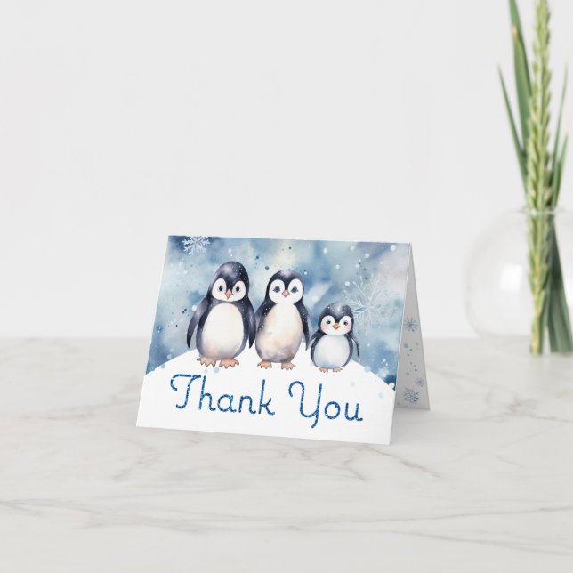 Penguin Baby Shower Thank You Card (Front)