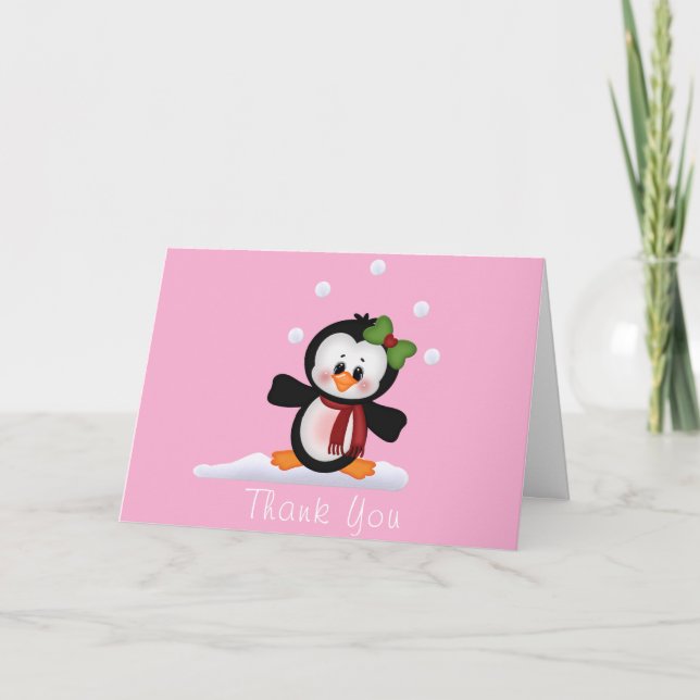 Penguin Baby Shower Thank You Note (Front)