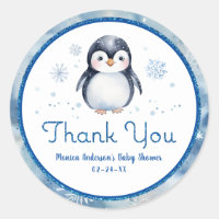 Penguin Baby Shower Thank You Sticker