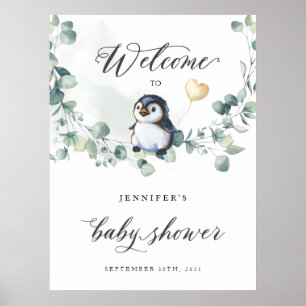 Penguin Baby Shower Welcome Sign