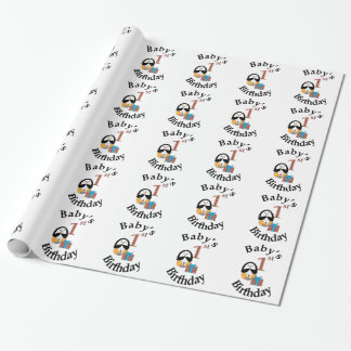 Penguin Baby's 1st Birthday Wrapping Paper