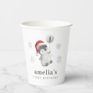 Penguin Balloon 1st Birthday Paper Cups