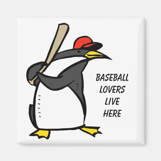 penguin baseball, Baseball loverslive here Magnet (Front)