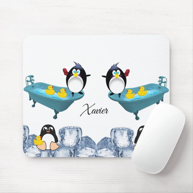 Penguin Bathtub  Mouse Pad! Mouse Pad (With Mouse)