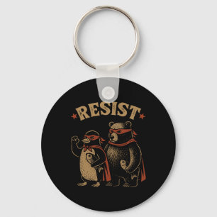 Penguin Bear Flippers Up Resist Funny Penguins Aga Key Ring