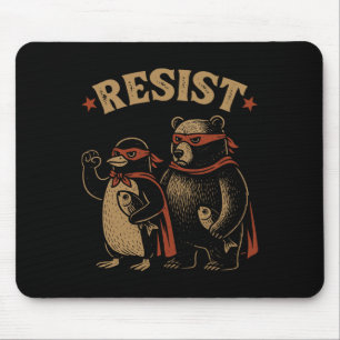 Penguin Bear Flippers Up Resist Funny Penguins Aga Mouse Mat