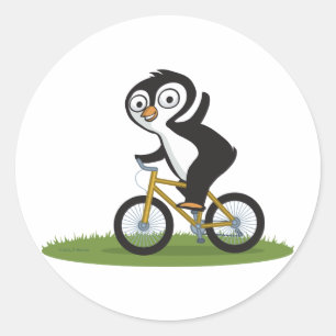 Penguin Biker Classic Round Sticker