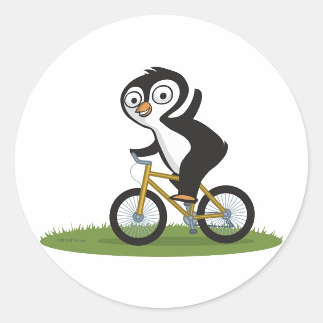 Penguin Biker Classic Round Sticker (Front)