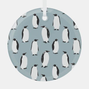 Penguin Bird Animal Cute Pattern Glass Tree Decoration