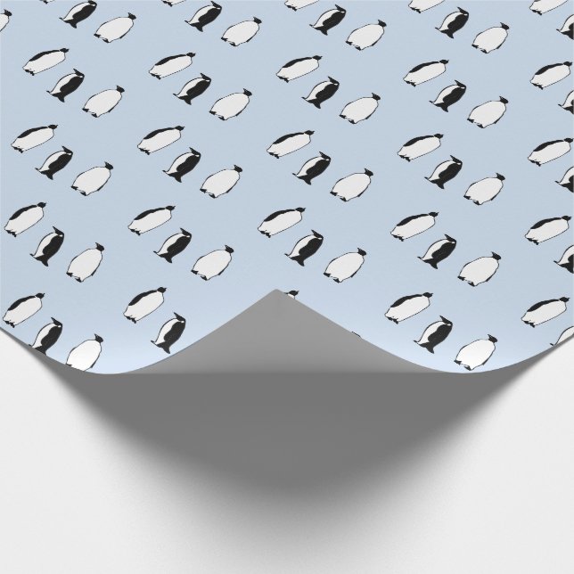Penguin Bird Blue Arctic Animal Polar Winter  Wrapping Paper (Corner)