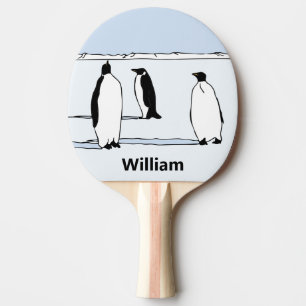 Penguin Bird Cool Personalised Blue Table Tennis Ping Pong Paddle