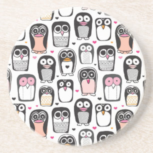 penguin bird illustration background coaster