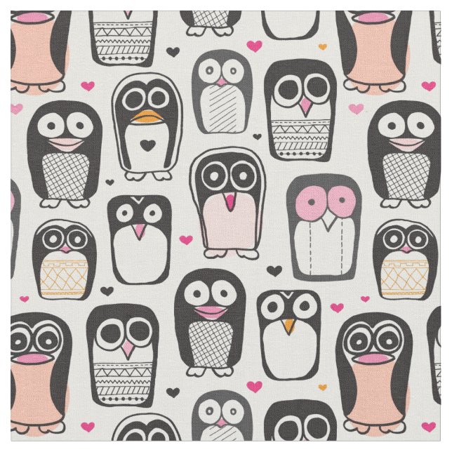 penguin bird illustration background fabric (Close Up)