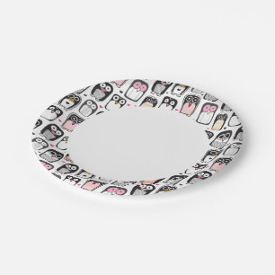 penguin bird illustration background paper plate