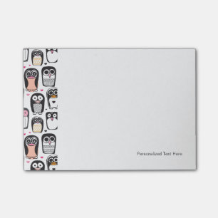 penguin bird illustration background post-it notes