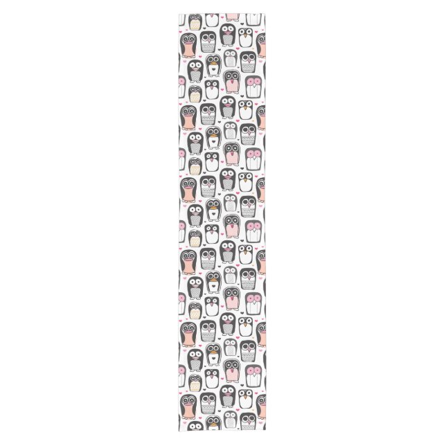 penguin bird illustration background short table runner (Front)