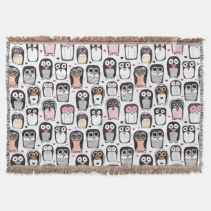 penguin bird illustration background throw blanket