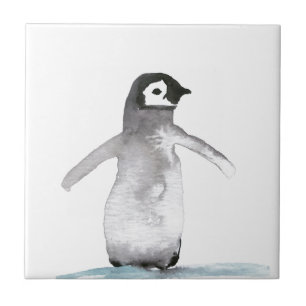 Penguin Bird Wildlife Watercolor Colourful Tile