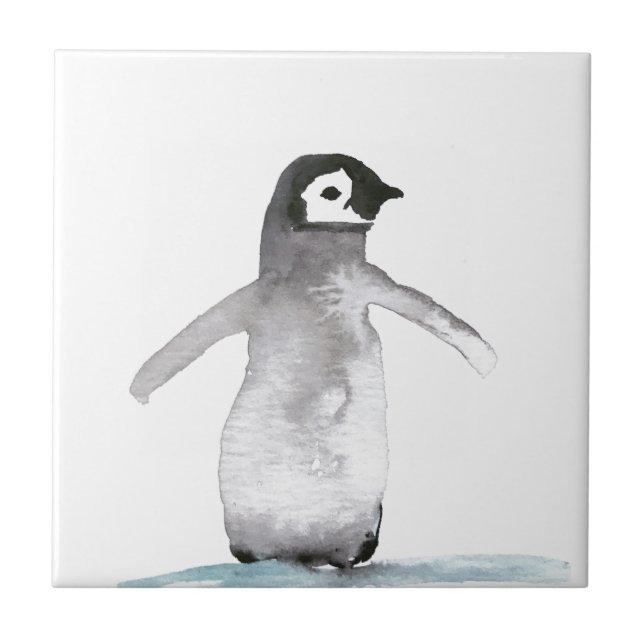 Penguin Bird Wildlife Watercolor Colourful  Tile (Front)