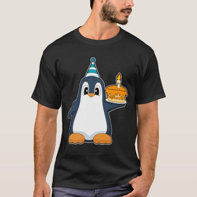 Penguin Birthday Candle Cake T-Shirt (Front)