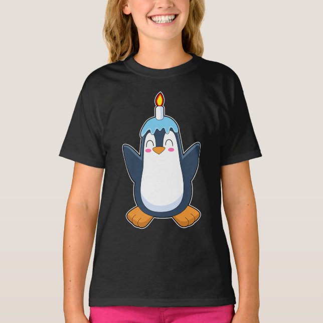 Penguin Birthday Candle T-Shirt (Front)