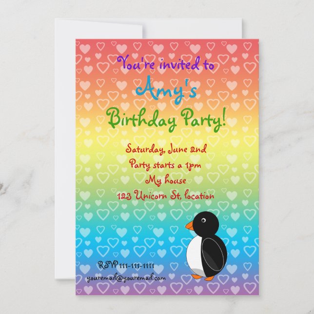 Penguin birthday invitation (Front)
