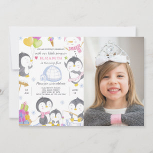Penguin Birthday Invitation With Photo