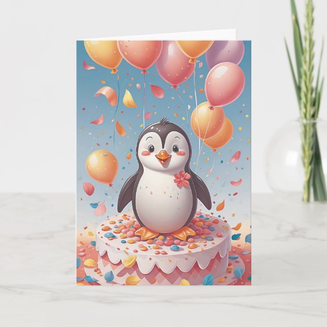 Penguin Birthday Party Card (Front)