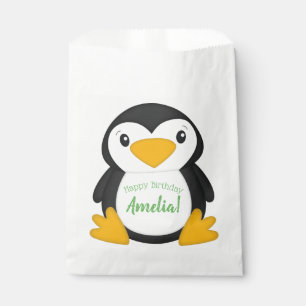 Penguin Birthday Party Green Favour Bags