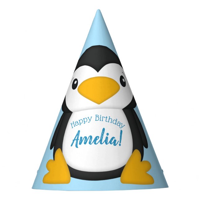 Penguin Birthday Party Hat (Front)