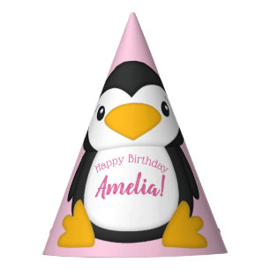 Penguin Birthday Party Pink Hat