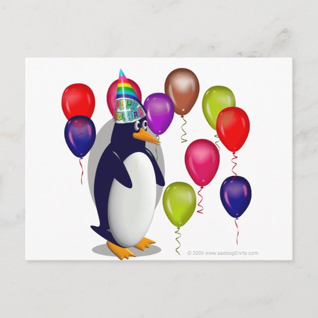 Penguin  Birthday Party Postcard (Front)