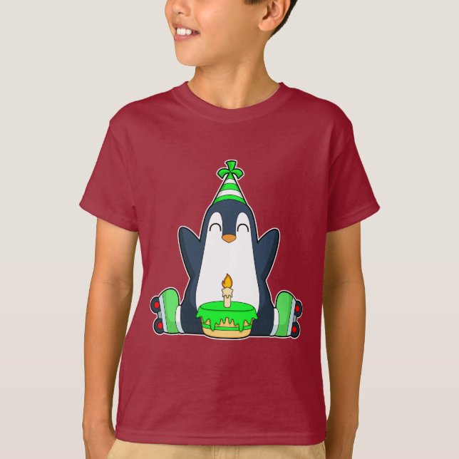 Penguin Birthday Roller skates T-Shirt (Front)