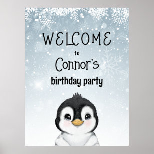 Penguin Birthday Welcome Sign