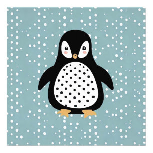 Penguin Blue Dots Photo Enlargement Print