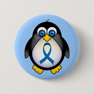 Penguin Blue Ribbon Awareness 6 Cm Round Badge