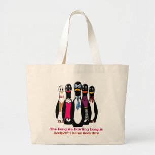 Penguin Bowling League Personalised Large Tote Bag