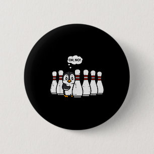 Penguin Bowling Ns Oh No Funny Bowler Player Men W 6 Cm Round Badge