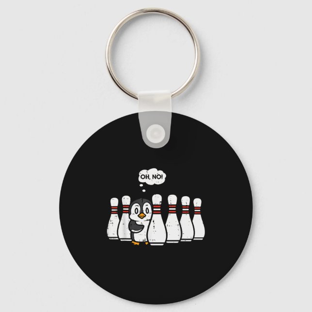 Penguin Bowling Ns Oh No Funny Bowler Player Men W Key Ring (Front)