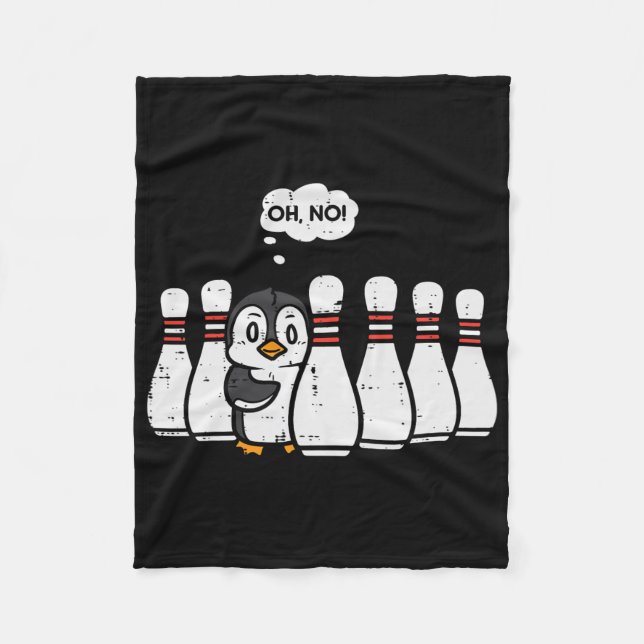 Penguin Bowling Pins Oh No Funny Bowler Player Men Fleece Blanket (Front)