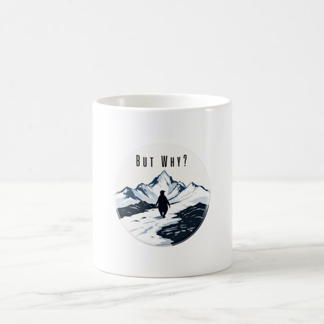Penguin But Why? – Existential Meme Badge Coffee Mug (Center)
