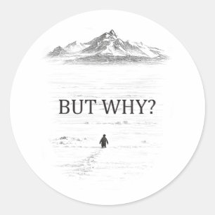 Penguin But Why Mountains Penguin Classic Round Sticker