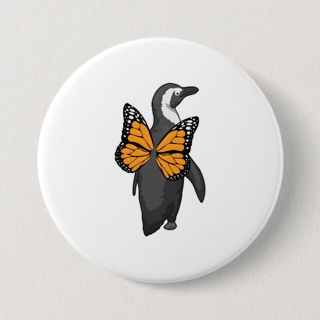 Penguin Butterfly wings 7.5 Cm Round Badge (Front)