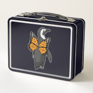 Penguin Butterfly wings Metal Lunch Box