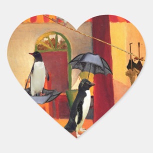 Penguin Cafe Heart Sticker