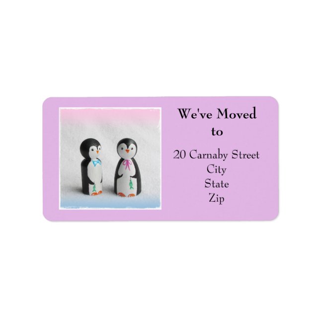 Penguin Change of Address Labels, Cute Label (Front)