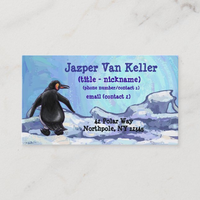 Penguin Character Behind and Front Business Cards (Front)