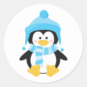 Penguin Charm Winter Holiday Classic Round Sticker