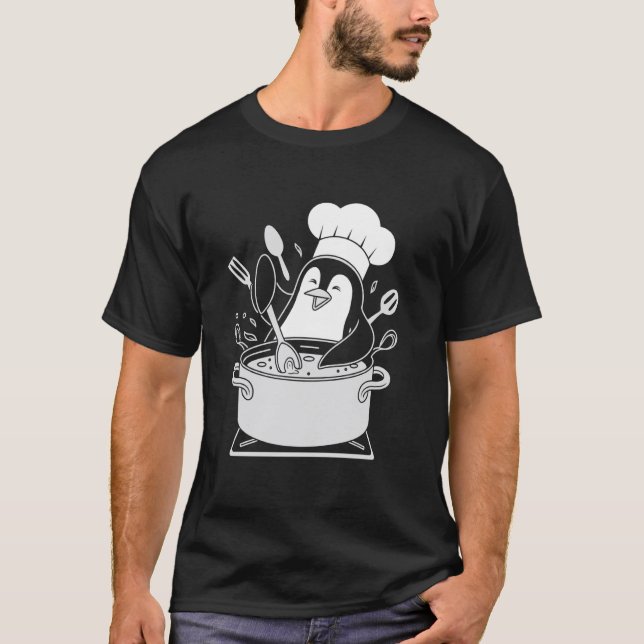 Penguin Chef Cooking Spoon Culinary Joy T-Shirt (Front)