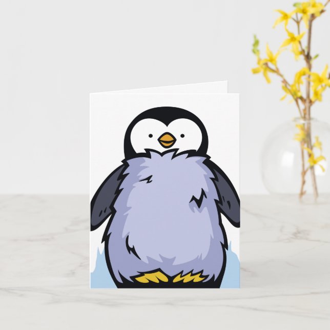 Penguin Chick Big Greeting Card (Yellow Flower)
